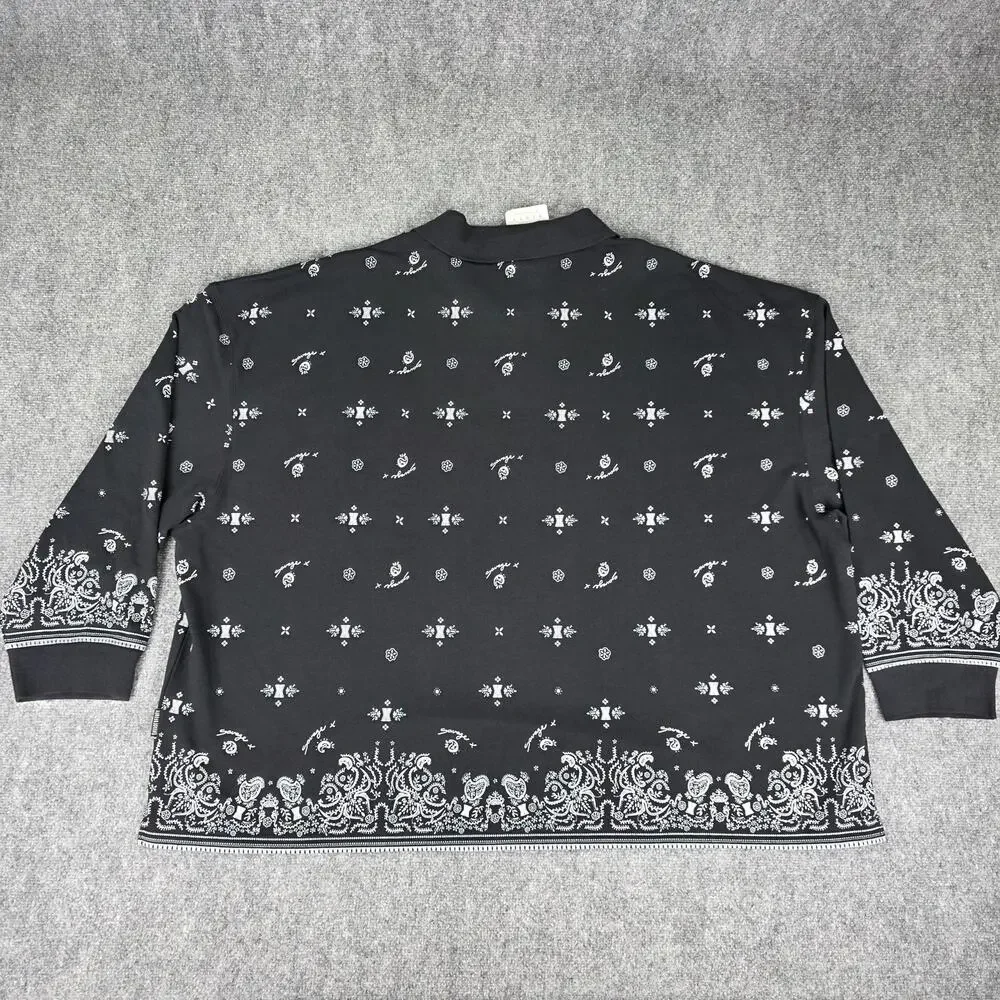 Savage X Fenty Shirt Womens 4X Black Bandana Paisley Long Sleeve Polo Top - Picture 4 of 16
